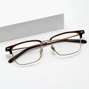 Großhandel optische Brillenrahmen Brillen Metall und Acetat Kombination mit Titan-Qualität Scharnier-Rahmen