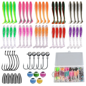 Kit d'Appâts Souples 61 Pièces de Haute Qualité, Leurres Vers Artificiels, Kit d'Hameçons Plombés pour la Pêche, Ensemble d'Appâts Souples 17.5*10*3cm 197g - Product Image 2