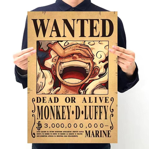 1 pièce Affiches <span class=keywords><strong>de</strong></span> recherche <span class=keywords><strong>de</strong></span> récompense Anime Luffy Gear 5 Nika Zoro Ace Shanks Pirates du <span class=keywords><strong>Chapeau</strong></span> <span class=keywords><strong>de</strong></span> <span class=keywords><strong>Paille</strong></span> en papier artisanal pour décoration intérieure - Product Image 1