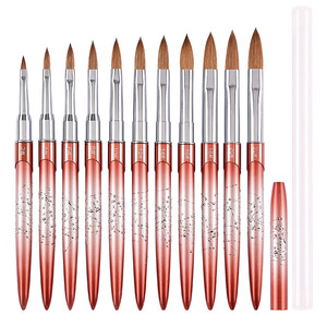 Pinceles de Uñas Acrílicas con Mango de Metal y Logotipo Personalizado, Tamaños 2, 4, 6, 8, 10, 12, 14, 16, 18, 20, 22, 100% Pelo de Kolinsky Puro para Uñas Acrílicas - Product Image 1
