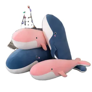 ของเล่นลินด้ามาใหม่สีฟ้าสีชมพูฉลามฮาเล่หมอนมหาสมุทรปลาของเล่นตุ๊กตายัดไส้สัตว์ตุ๊กตาปลาวาฬ