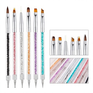 Lot de 6 stylos de peinture pour nail art à double tête en acrylique, pinceau plat pour lignes et outil de photothérapie - Product Image 3