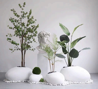 Pot de Fleur en Ciment Style Pierre Douce et Tendance, Haut de Gamme, Simple, pour Plantes Vertes Intérieures et Extérieures