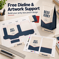 Sacs d'emballage personnalisés à fond plat pour bœuf séché, pochettes imprimées pour marques de snacks à base de viande séchée