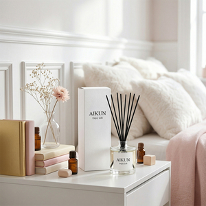 Aikun Fragrance Buyers Soft Luxury 120ml Black Fiber Sticks IP12 Clear Glass <b>Reed</b> <b>Diffuser</b> Gift Box Set For Bedroom Home - Product Image 1