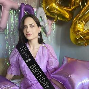 Écharpe d'<span class=keywords><strong>anniversaire</strong></span> noire avec strass, décorations <span class=keywords><strong>pour</strong></span> filles et femmes - Product Image 6