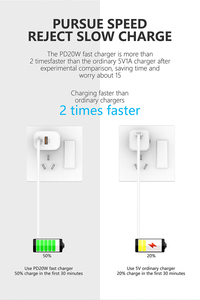 Adattatore da Muro con Spina EU/US, Caricabatterie Rapido USB-B Tipo C PD Portatile per iPhone, Adattatore 20W, Caricatore Originale per <span class=keywords><strong>Smartwatch</strong></span> - Product Image 2