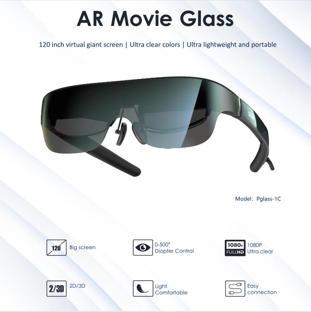 SeeYA OEM/ODM 2025 Smart AR Glasses 120 Inch 4K Plug and Play Wide Angle with Microphone Type-C Charging for Gaming & Movie