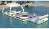 Inflable Piscina bar Flotador Plataforma Tienda Sol Refugio Salón Plataforma Isla Flotante
