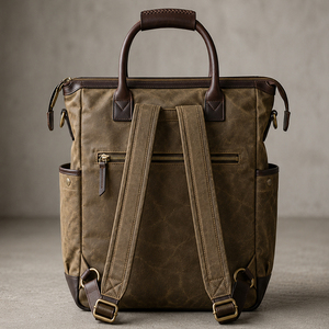 Sac à dos en toile vintage pour homme GORFIA, convertible en sac fourre-tout, sac pour ordinateur portable, grande capacité, sac à dos de voyage d'affaires, sac à dos de travail avec plusieurs poches - Product Image 6