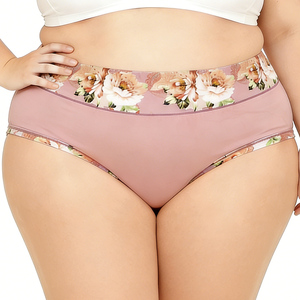 Culottes pour femmes de haute qualité, confortables, à couverture complète, taille moyenne, imprimées de motifs floraux, pour femmes rondes - Product Image 1