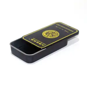 OEM Custom Printed Sliding Tea Tin Box Small Square Tea Bag Container with Slide Lid