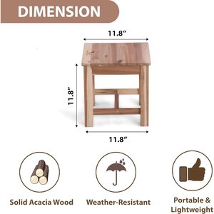 Tabouret de salle de bain en bois Qinglin 30x30x30cm, couleur naturelle, étagère de rangement, siège de douche - Product Image 3