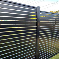 Panneaux de clôture en alliage d'aluminium pour extérieur, 10 pieds, style à lattes horizontales et verticales, avec poteaux et éclairage LED, écologiques, durables, aspect naturel