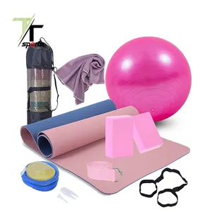 Conjunto de tapete para yoga, conjunto de bolas com blocos e alça para exercícios, yoga, pilates ball 6 peças