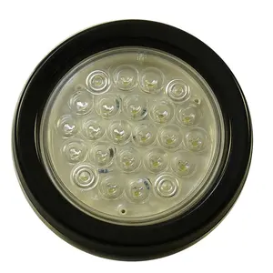Round 24 Leds 4 Inch 12v 24v Amber Red Clear Green Vehicle Tail/stop/turn Light Work Lamp For Truck And Trailer.