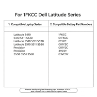 Baterai Li-ion 1FKCC 7.7V 4250mAh untuk Dell Latitude 7200 7210 2-in-1 T04J D9J00 9NTKM KWWW4 Grosir