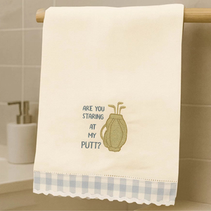 Are You Staring At My Putt Golf Linen Guest <b>Towel</b>, Funny Golf Quote Hand <b>Towel</b>, Premium Linen Cotton Blend - Product Image 1