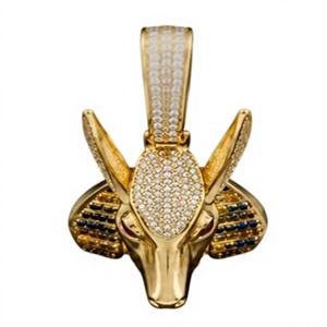 Pendentif Anubis de luxe plaqué argent avec perle d'eau douce, bijou tête de chien Hip Hop, cadeau unisexe, chaînes pour soirée - Product Image 3