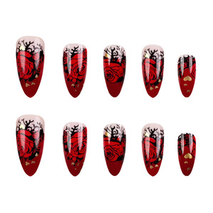 Meilleures ventes : <span class=keywords><strong>Faux</strong></span> <span class=keywords><strong>ongles</strong></span> réutilisables à presser, motif fleur rouge, marque privée, en stock, <span class=keywords><strong>prix</strong></span> <span class=keywords><strong>de</strong></span> gros usine, application sur les doigts - Product Image 3