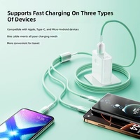 Kabel Data Tiga-dalam-Satu 66W Ice Crystal Gradient Tipe-C Pengisian Daya Super Cepat Pengisi Daya Ponsel Kabel Flash-Charge Anyaman