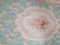 Custom 5x8 Light Cyan Turquoise Handmade French Chinese Wool Aubusson Carpet Area Rug Hand Made in China