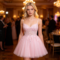 Nouvelle Robe Courte de Soirée Ocstrade à Bretelles Fines, Corset, Dentelle Florale, Tulle Scintillant, Robe de Fête d'Anniversaire, Robes de Cocktail pour Femmes