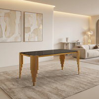 Meubles de salle à manger, ensemble de table à manger en verre trempé, design moderne pour la maison, utilisation hôtelière, 6 places