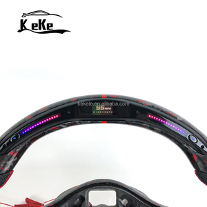 Volante Deportivo de Fibra de Carbono Forjado con LED <span class=keywords><strong>Rojo</strong></span> para Volkswagen <span class=keywords><strong>Polo</strong></span> Golf Mk6 Mk7 <span class=keywords><strong>GTI</strong></span> Passat B7 B8, Admite Personalización - Product Image 4