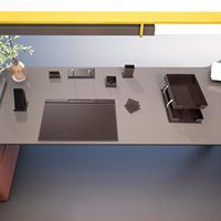 Cadeau d'affaires personnalisé Ensemble organisateur de 10 pièces de papeterie de bureau en cuir artificiel bordeaux Fournitures de bureau Ensemble d'accessoires de bureau