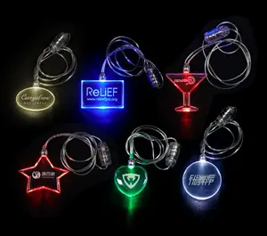 Customized Shape Logo Birthday Gift Led Flashing Light Up Necklaces Glowing In The Night for Wedding Party Concert Bar