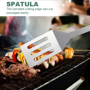 Stainless Steel Barbecue Tools Grill Bbq Tool Set With Fork Spoon Knife For Outdoor Camping