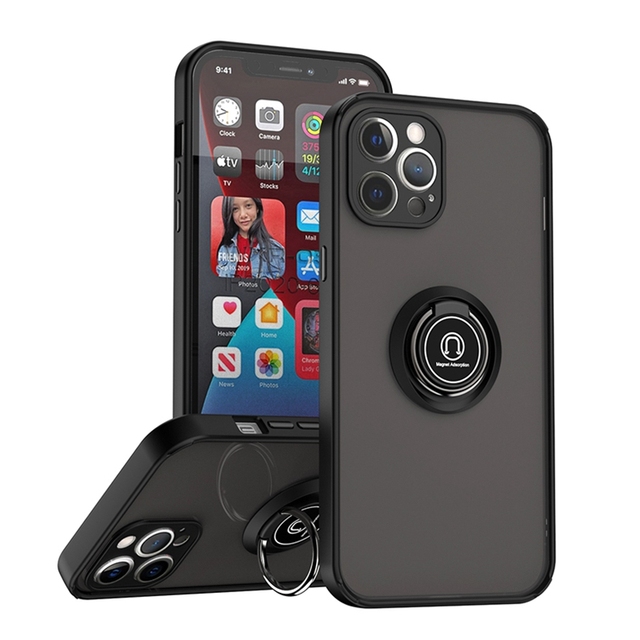 Custom PC Tpu Metal Magnetic Finger Ring Holder Matte Phone Case for Samsung Oppo Vivo Motorola G 52 X70 S22 for iPhone 14