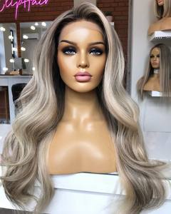 วิกผมแบบไม่ต้องใช้กาว ผมแท้เวอร์จิ้นเรมี่ จัดเรียงเกล็ดผมอย่างดี สีบลอนด์ประกายเทาสวยงาม วิกผมลูกไม้ด้านหน้าสำหรับผู้หญิง ราคาขายส่ง - Product Image 6