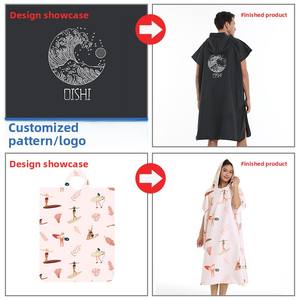 Microfibre Imprimé Plage Natation Surf Cape À Séchage Rapide Serviette De Bain À Capuche Avec Fermeture Éclair Produit - Product Image 2