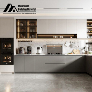 Custom Modern Luxury Kitchen <strong>Cabinets</strong> with Marble Countertop and Faucet <strong>White</strong> and Gray Options - Product Image 4