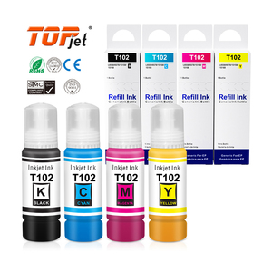 Kit de Recarga de Tinta a Base de Agua Compatible con Topjet T102 102, Tinta de Tinte para <span class=keywords><strong>Impresora</strong></span> Epson ET 2700 2750 3700 3750 - Product Image 1