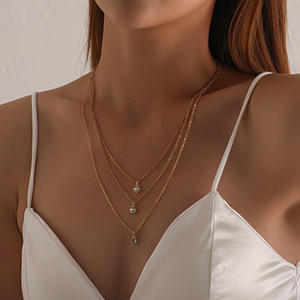 Jewelry Fashion Handmade Multi-layer Rhinestone Pendant for Women New Trendy <b>Simple</b> Chain <b>Necklace</b> - Product Image 2