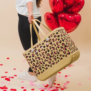 Sac fourre-tout d'été en EVA à imprimé léopard, ajouré, avec logo personnalisé, grand format, imperméable, ouverture supérieure, pour la plage, pour femme - Product Image 1
