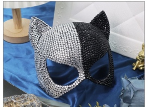 <span class=keywords><strong>Masque</strong></span> de cosplay de chat en strass, <span class=keywords><strong>masque</strong></span> facial, oreilles de chat scintillantes, accessoires de fête de carnaval, <span class=keywords><strong>masque</strong></span> de femme chat, <span class=keywords><strong>masque</strong></span> de Mardi Gras - Product Image 2