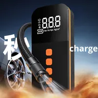 Pompe à air de voiture portable 12V avec lumière d'avertissement d'urgence Gonfleur de pneus de voiture, Compresseur électrique miniature rapide pour pneus de voiture/vélo