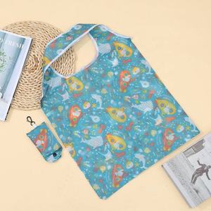 Sac fourre-tout pliable en polyester RPET 190T 210D écologique avec logo personnalisé sac de supermarché réutilisable avec logo personnalisé - Product Image 4