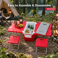 Glacière à roulettes 28L, boîte isotherme, table pliante, ensemble pour pique-nique de jardin, logo personnalisé OEM