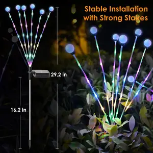 Solar RGB Bunte Firefly Lichter Outdoor Wasserdicht Schwankendes Regenbogen licht Urlaub Dekorative Solar Garden Garden Lawn Pathway Lampe