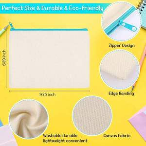 Custom Blank Canvas Makeup Bags Sublimation Cosmetic DIY Heat Transfer Canvas <b>Pen</b> Case Pencil BagsTravel Toiletry Zipper Bags - Product Image 2