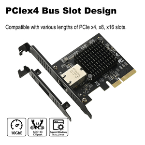 Carte réseau interne IOCREST 10 Gbps AQC113 PCI X4 à port unique RJ45, certifiée Ethernet, filaire, LAN, compatible Win10/11, carte LAN 10G - Product Image 4