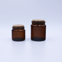 Vente en gros d'usine, haute qualité, vente directe, verre ambré transparent vert, 100 ml, 200 ml, pot à bougie avec couvercle en liège