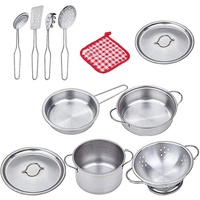 Jouets de cuisine en acier inoxydable pour enfants, simulation 2022, jeux de rôle, casseroles, poêles, accessoires de cuisine en métal