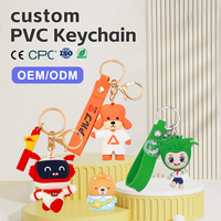 Porte-clés en PVC écologique avec pendentif breloque de sac en forme de poupée de dessin animé 3D personnalisée, en acier inoxydable, durable, à faible MOQ, expédition immédiate, vente en gros