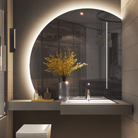 Miroir de salle de bain intelligent de forme spéciale miroir de toilette maquillage mural lumière LED miroir d'habillage lumineux semi-circulaire